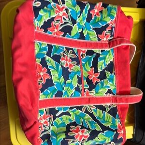 Tropical Floral Tote Bag with Coral Accents